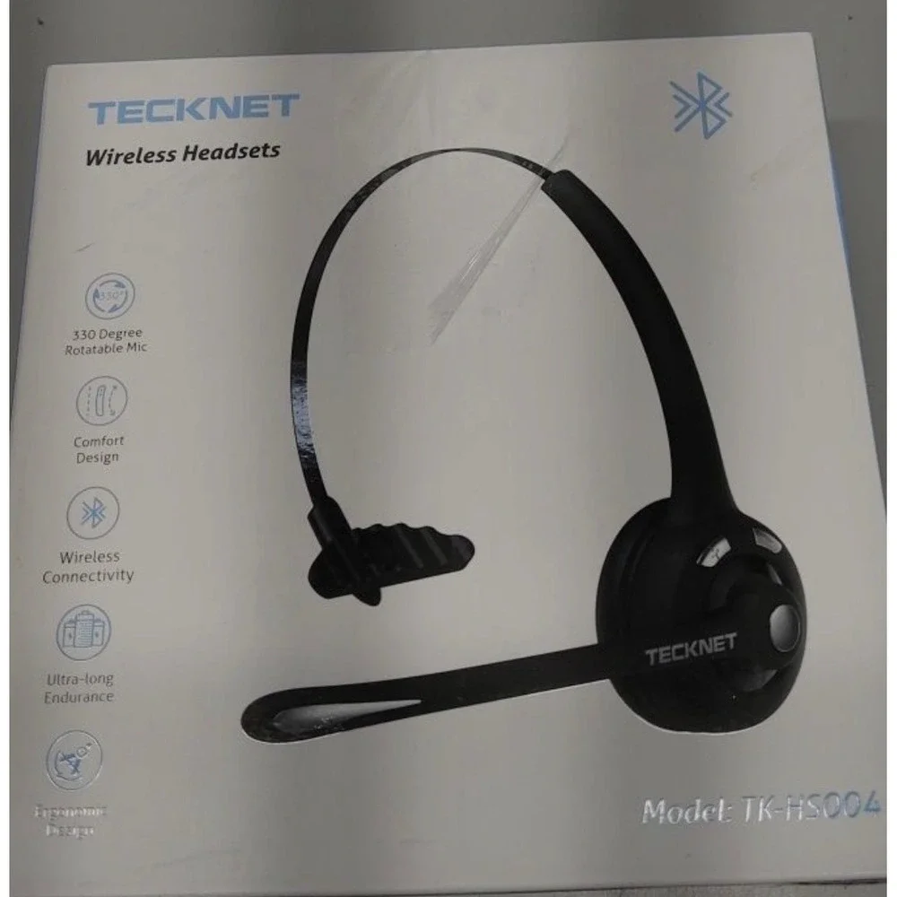 TECKNET Bluetooth Wireless Headset Noise Cancelling Mic TK-HS004 Black